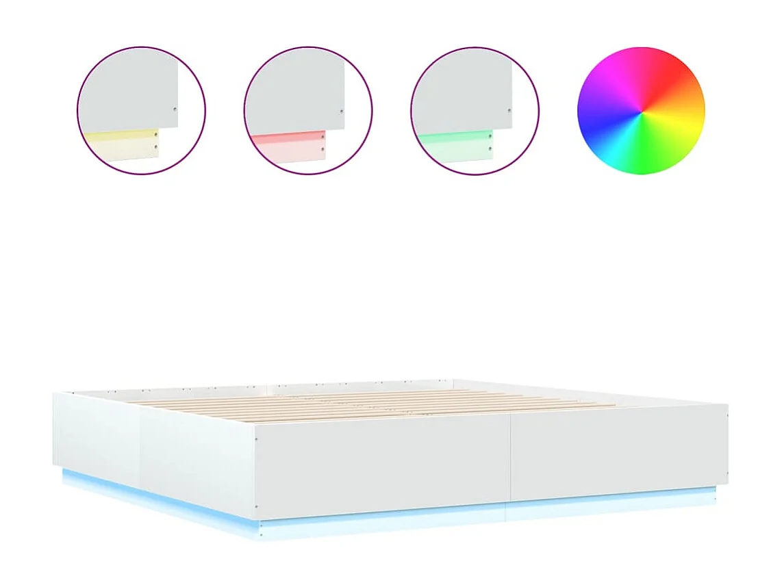 Lit double | Lit adulte | Cadre de lit avec LED blanc 200x200 cm
