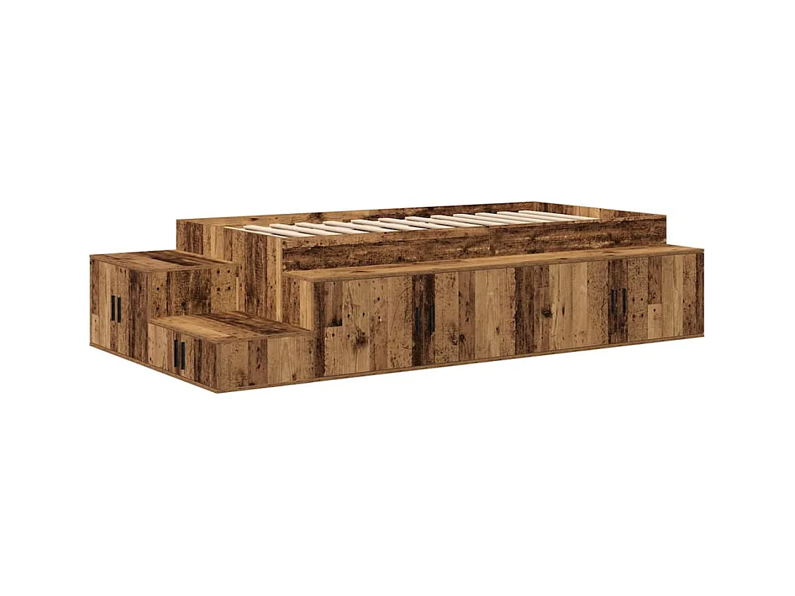 Lit simple | Lit adulte, enfant | Cadre de lit avec rangement Bois ancien 234x103x53.5 cm