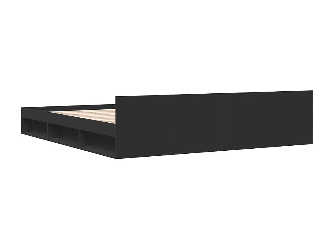 Lit double | Lit adulte | Cadre de lit avec tiroirs noir 200x200 cm