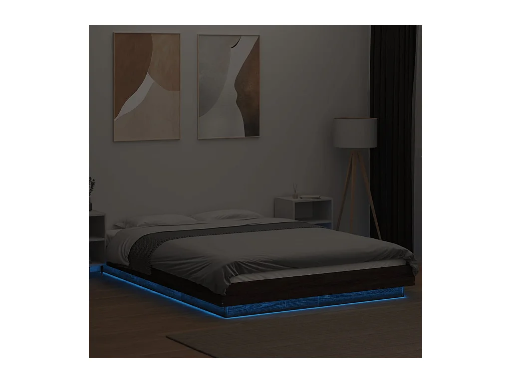 Lit double | Lit adulte | Cadre de lit avec lumières LED 135x190 cm