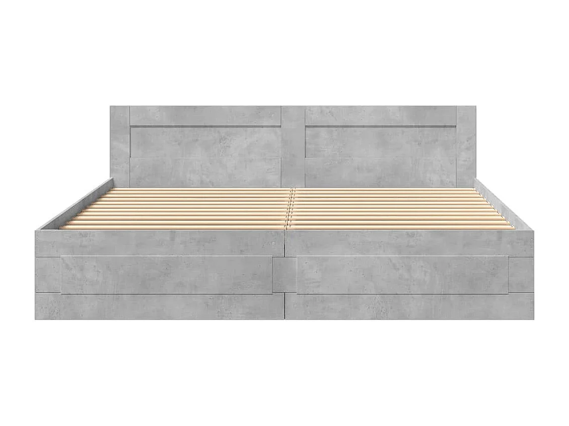 Lit double | Lit adulte | Cadre de lit tête de lit gris béton 200x200 cm