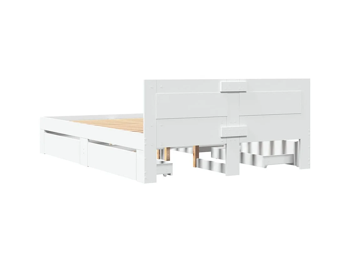 Lit double | Lit adulte | Cadre de lit avec tête de lit blanc 140x190 cm