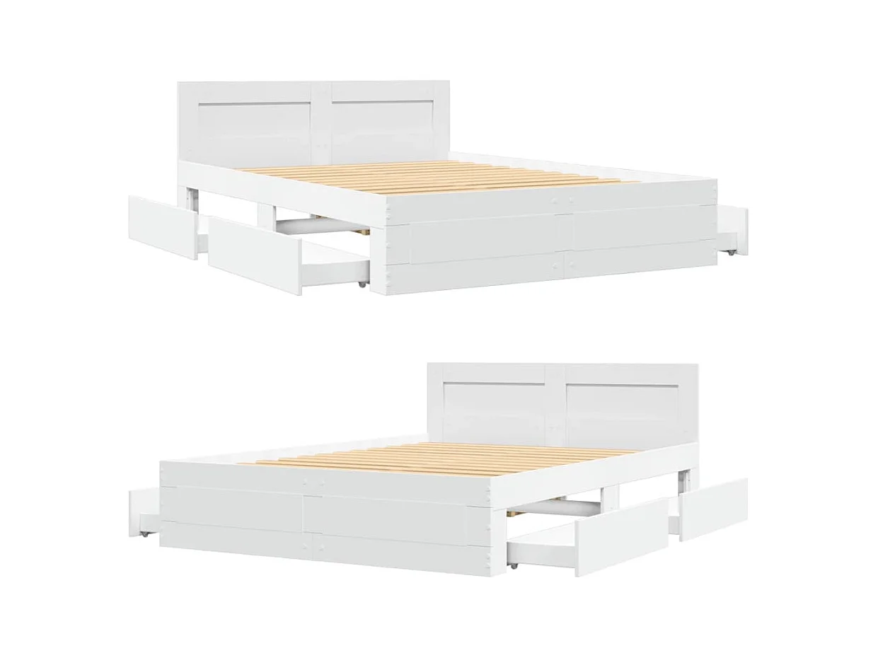 Lit double | Lit adulte | Cadre de lit avec tête de lit blanc 140x190 cm