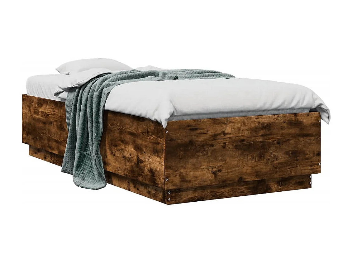 Lit simple | Lit adulte, enfant | Cadre de lit avec LED chêne fumé 75x190 cm