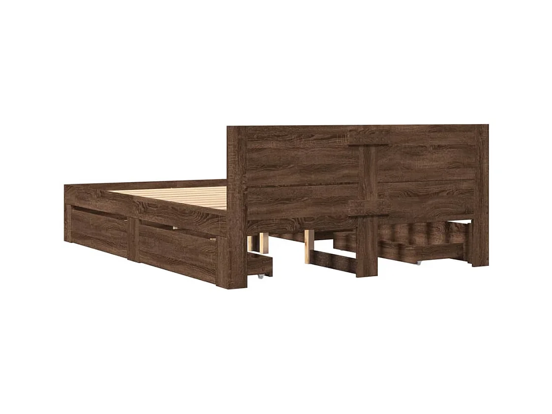 Lit simple | Lit adulte, enfant | Cadre de lit et tête de lit chêne marron 120x200cm