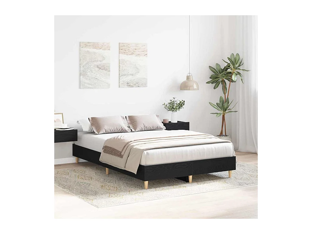 Lit simple | Lit adulte, enfant | Cadre de lit Chêne noir 120x190 cm Bois d'ingénierie