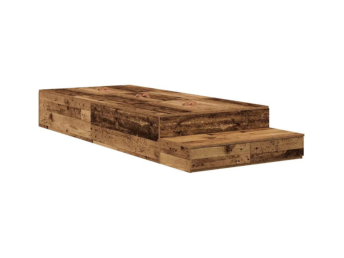Lit simple | Lit adulte, enfant | Cadre de lit avec rangement Bois ancien 236.5x80x31.5 cm