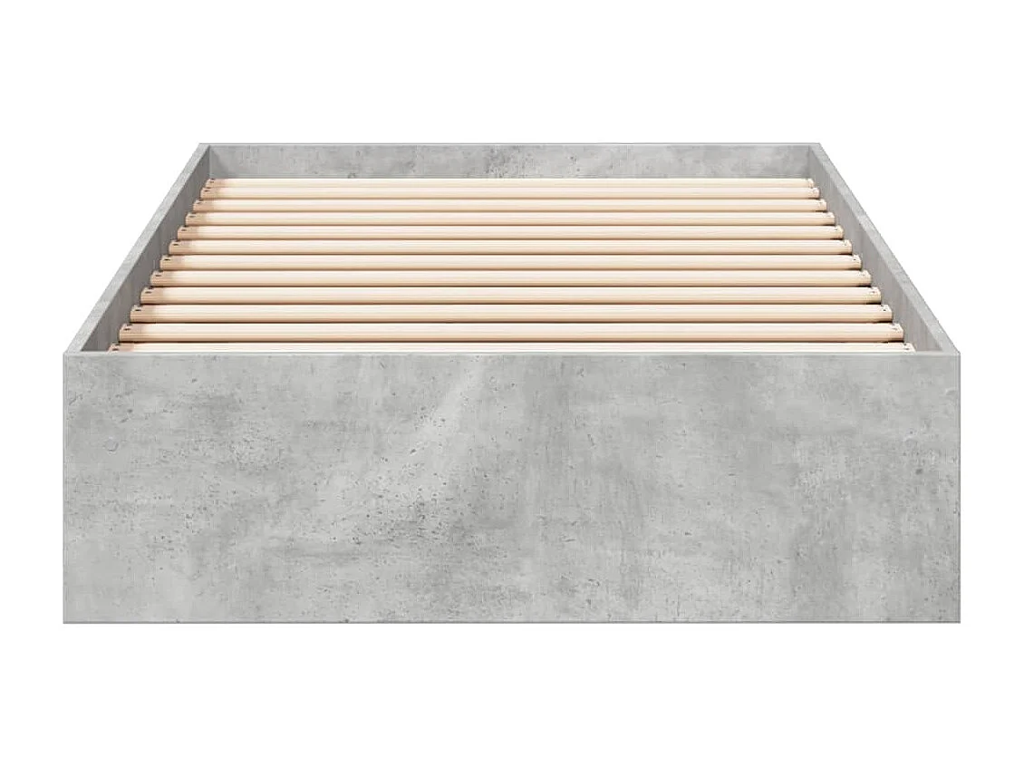 Lit simple | Lit adulte, enfant | Cadre de lit avec tiroirs gris béton 100x200 cm