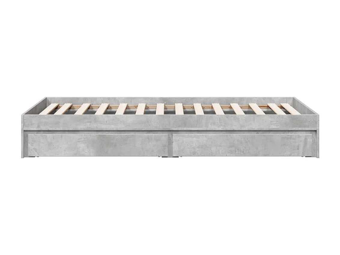 Lit simple | Lit adulte, enfant | Cadre de lit avec tiroirs gris béton 100x200 cm