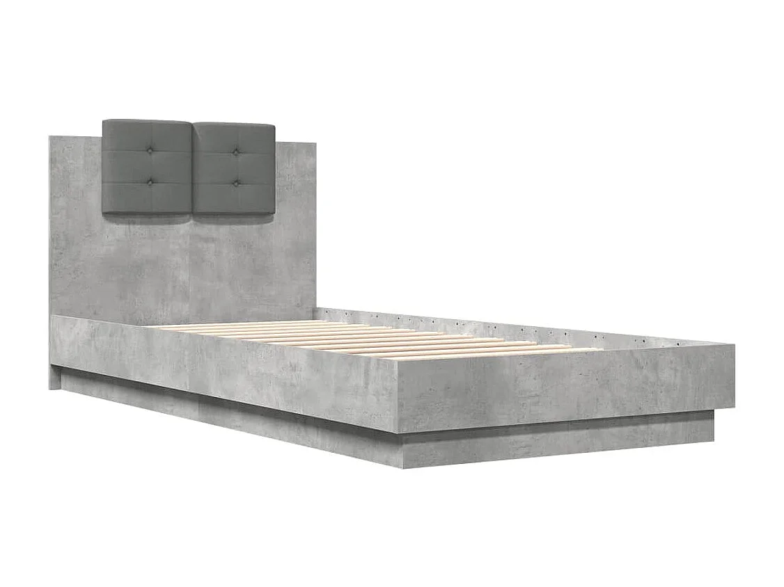 Lit simple | Lit adulte, enfant | Cadre de lit avec LED gris béton 100x200 cm