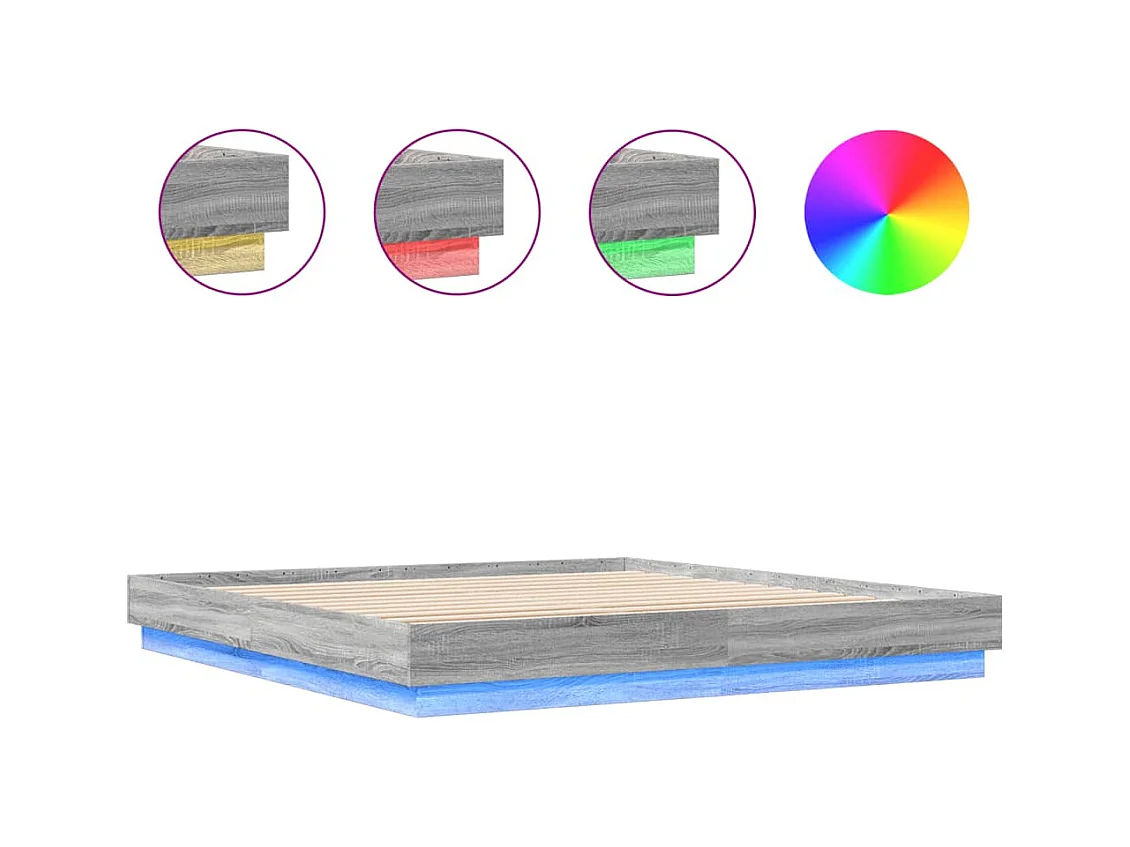 Lit double | Lit adulte | Cadre de lit avec LED sonoma gris 200x200 cm