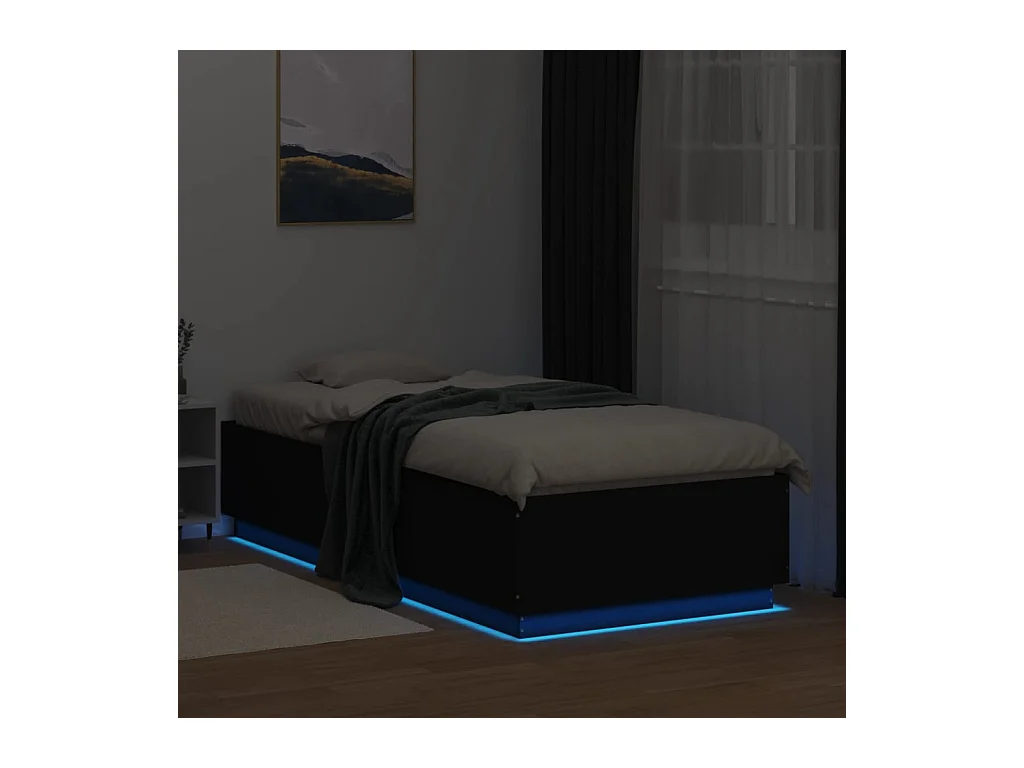 Lit simple | Lit adulte, enfant | Cadre de lit avec LED noir 100x200 cm