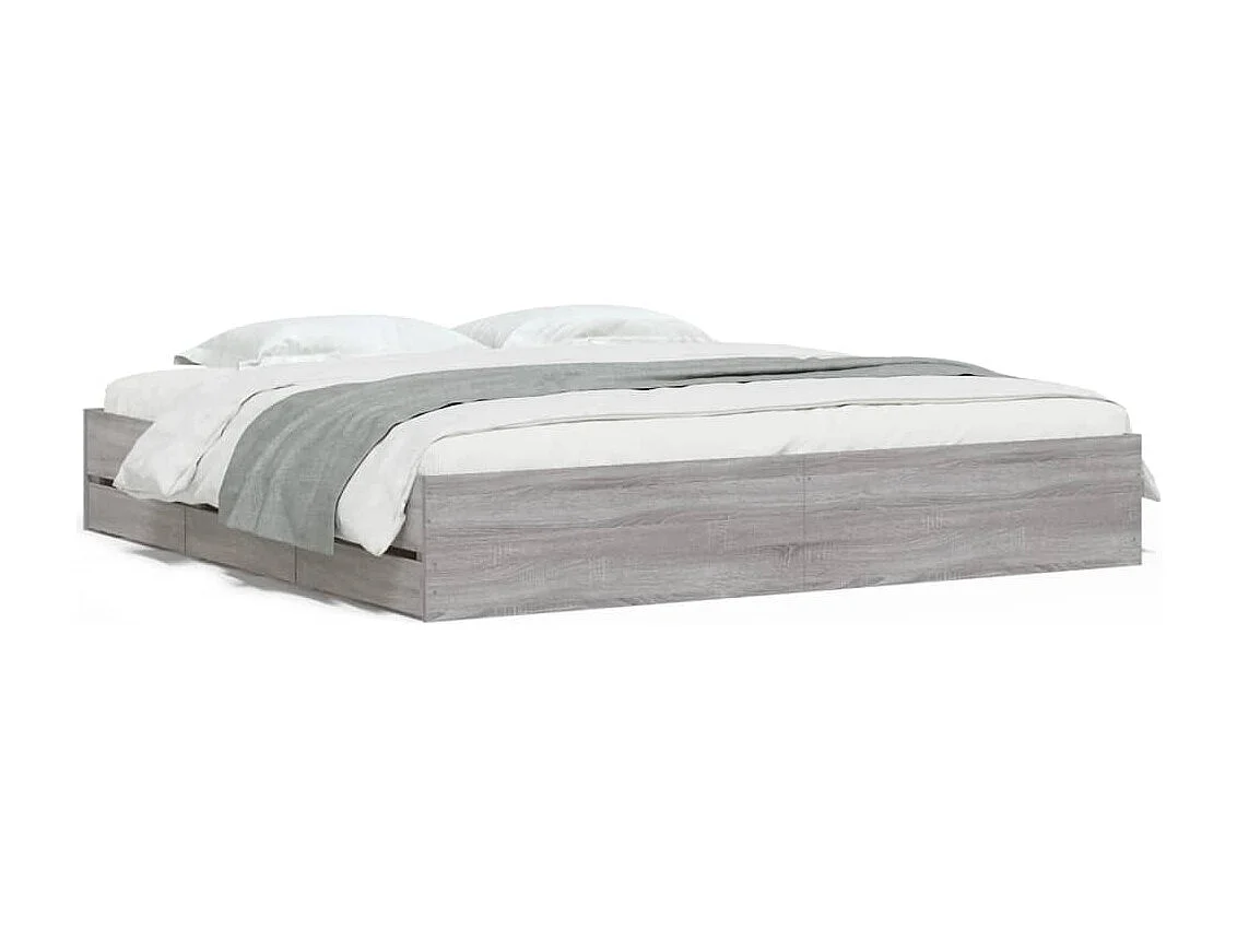 Lit double | Lit adulte | Cadre de lit avec tiroirs sonoma gris 180x200 cm