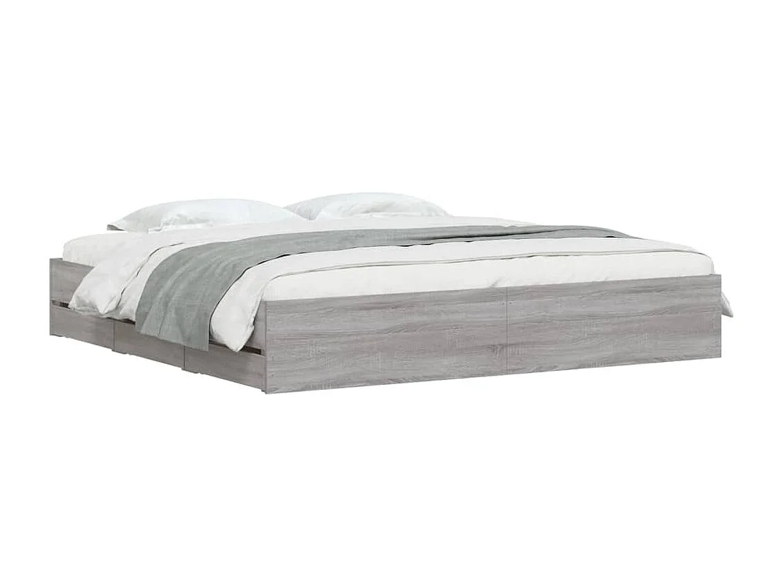 Lit double | Lit adulte | Cadre de lit avec tiroirs sonoma gris 180x200 cm