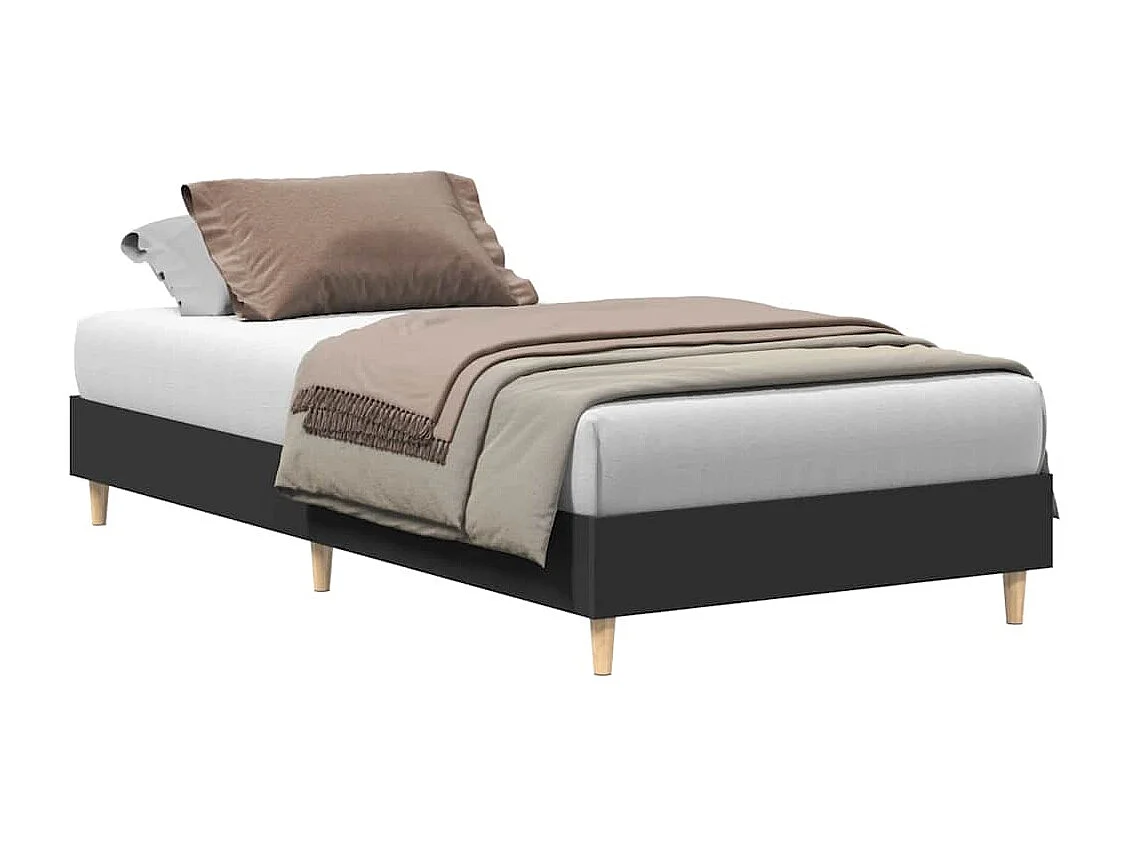 Lit simple | Lit adulte, enfant | Cadre de lit noir 90x200 cm bois d'ingénierie