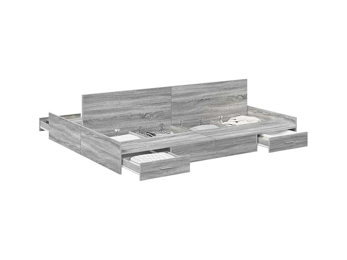 Lit double | Lit adulte | Cadre de lit avec rangement Sonoma gris 140x190 cm