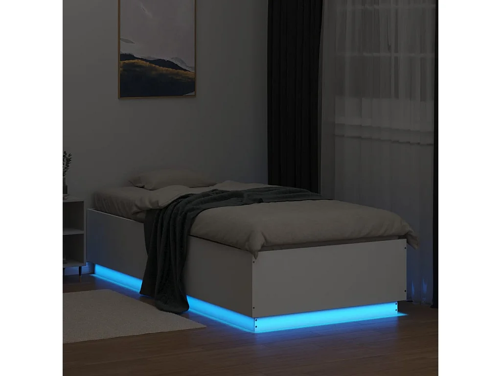 Lit simple | Lit adulte, enfant | Cadre de lit avec LED blanc 90x200 cm