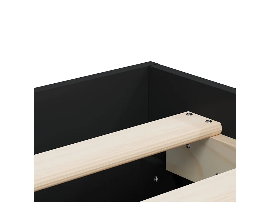 Lit simple | Lit adulte, enfant | Cadre de lit avec tiroirs noir 120x190 cm