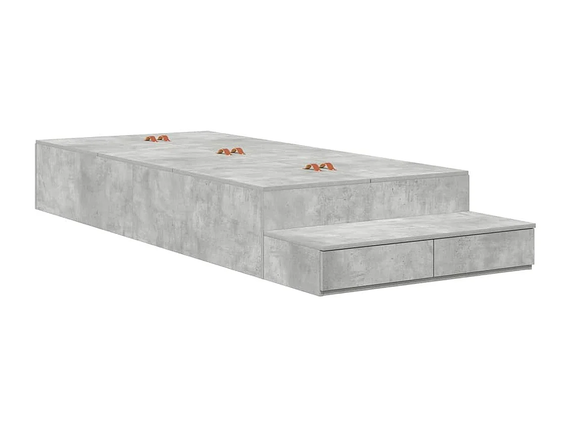 Lit simple | Lit adulte, enfant | Cadre de lit avec rangement Gris béton 236.5x100x31.5 cm