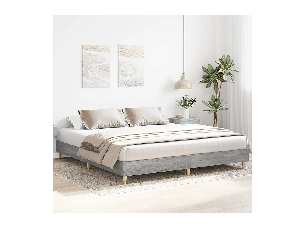 Lit double | Lit adulte | Cadre de lit sonoma gris 180x200 cm