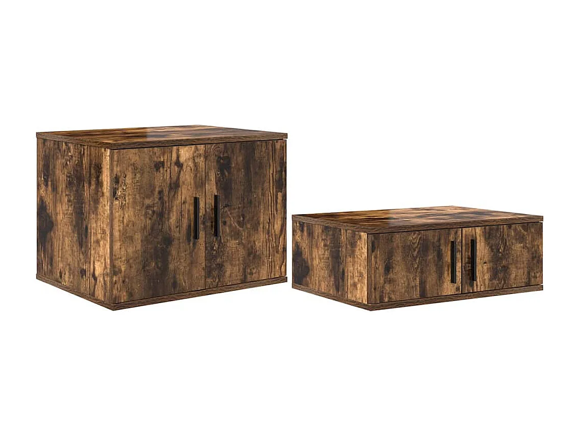 Lit simple | Lit adulte, enfant | Cadre de lit avec rangement Chêne fumé 244x127x53.5 cm