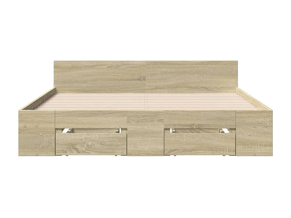 Lit double | Lit adulte | Cadre de lit avec tiroirs chêne sonoma 135x190 cm