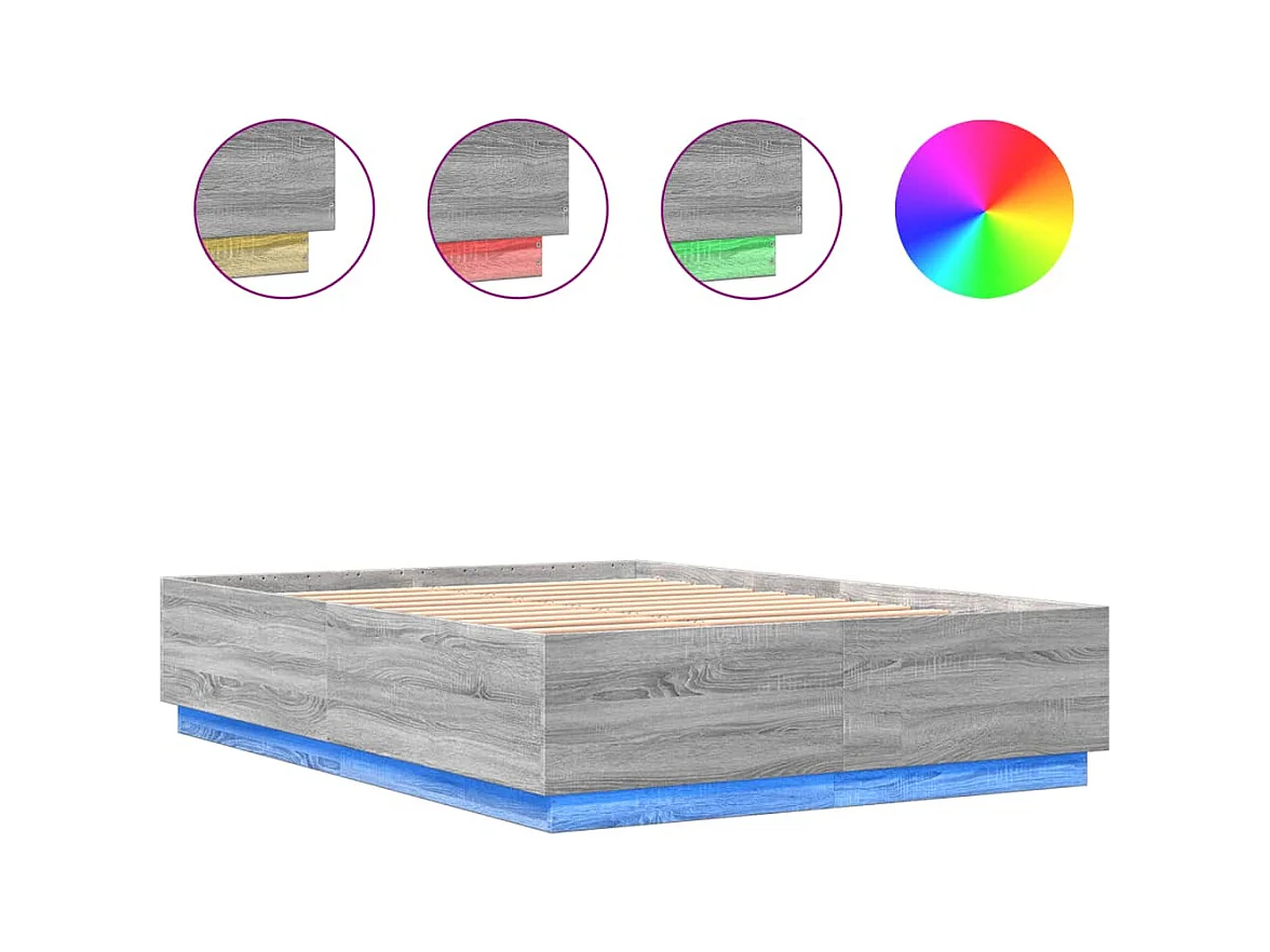 Lit simple | Lit adulte, enfant | Cadre de lit avec LED sonoma gris 120x200 cm