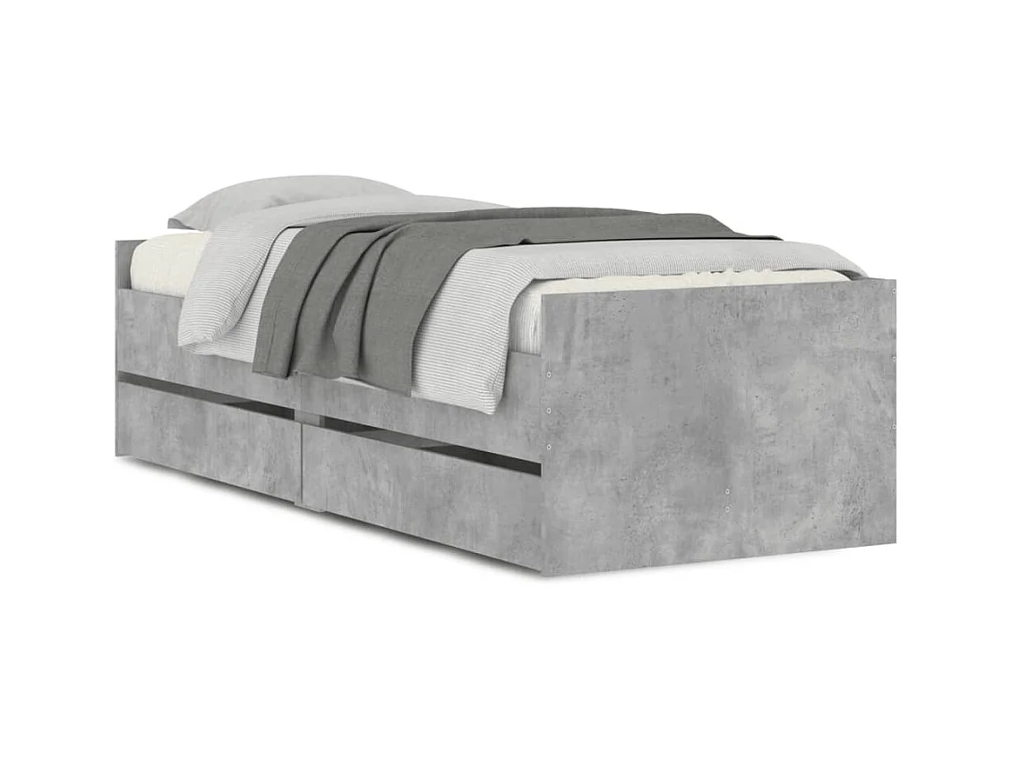 Lit simple | Lit adulte, enfant | Cadre de lit gris béton 75x190 cm