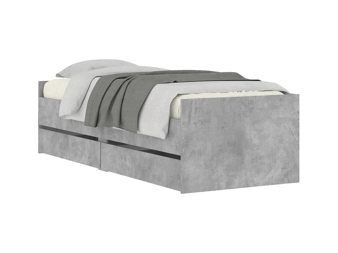 Lit simple | Lit adulte, enfant | Cadre de lit gris béton 75x190 cm