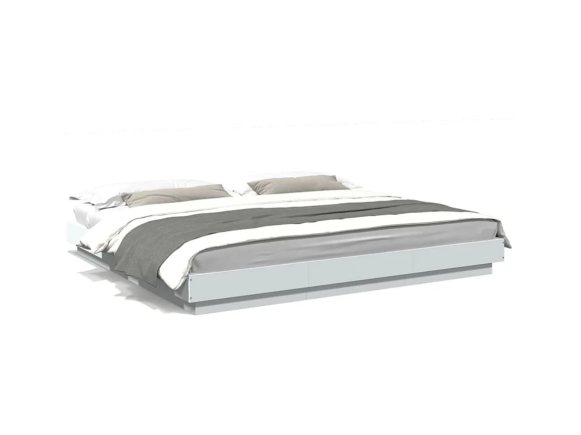 Lit double | Lit adulte | Cadre de lit avec lumières LED blanc 180x200 cm