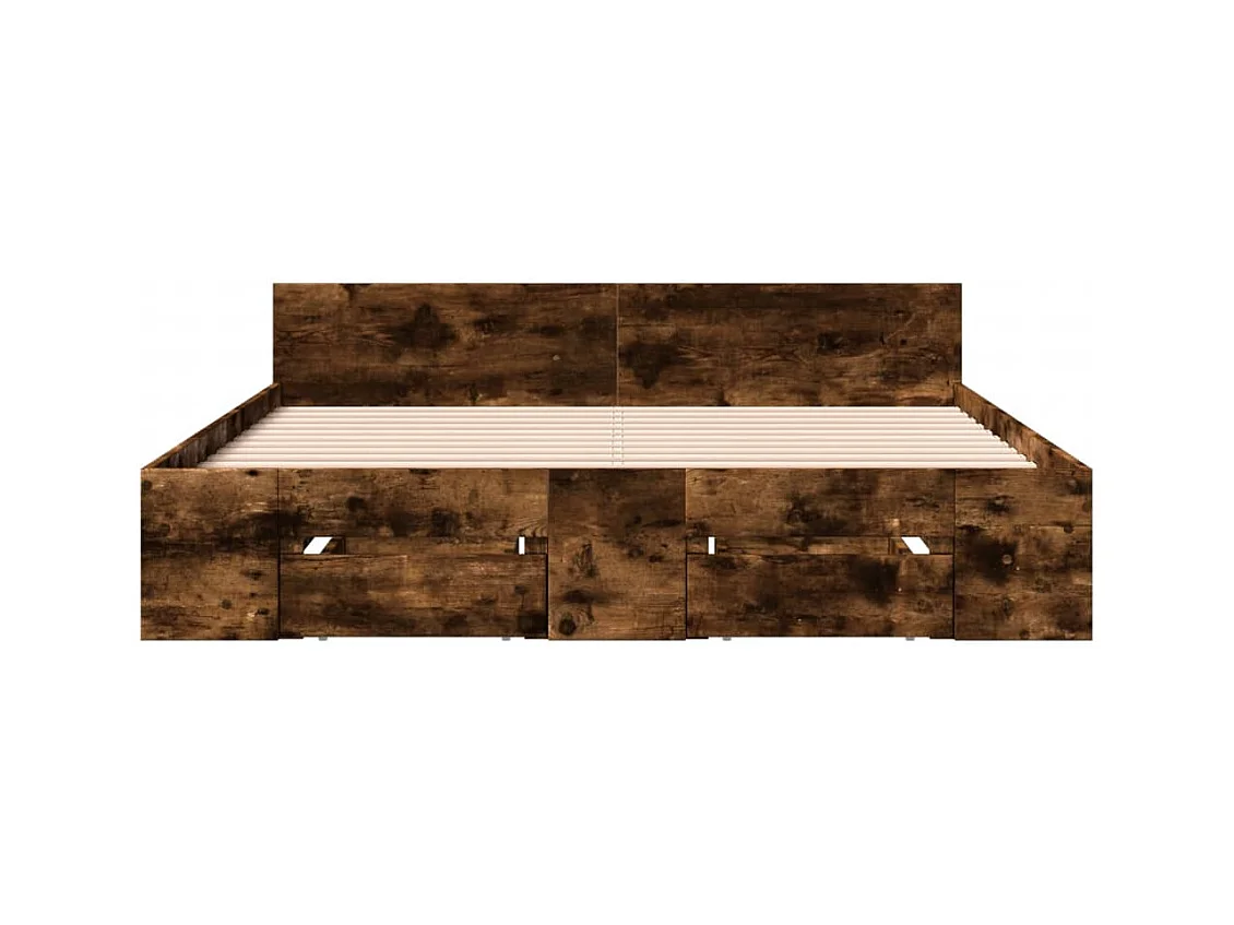 Lit simple | Lit adulte, enfant | Cadre de lit avec tiroirs chêne fumé 120x190 cm