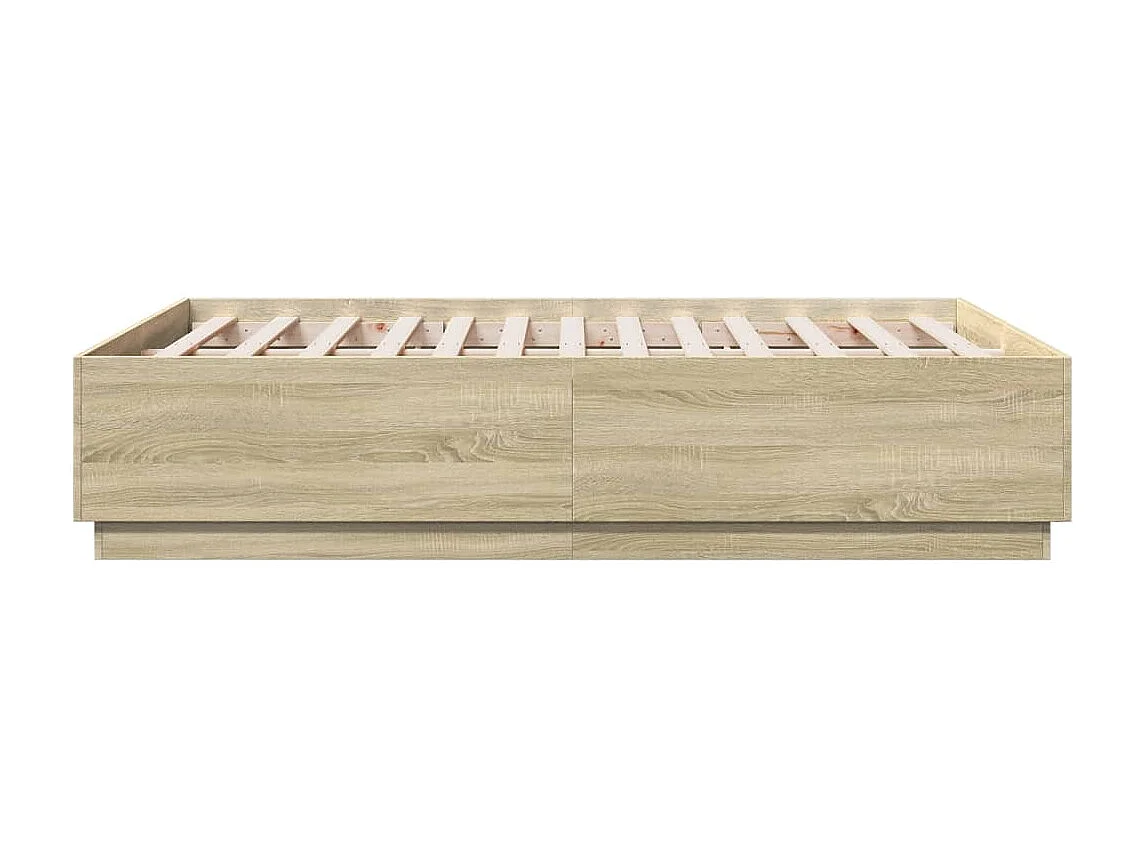 Lit double | Lit adulte | Cadre de lit avec LED chêne sonoma 135x190 cm
