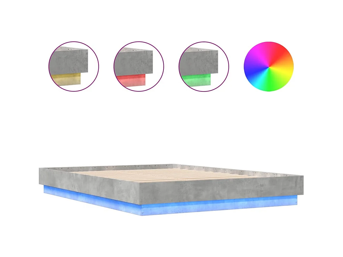 Lit double | Lit adulte | Cadre de lit avec LED gris béton 160x200 cm