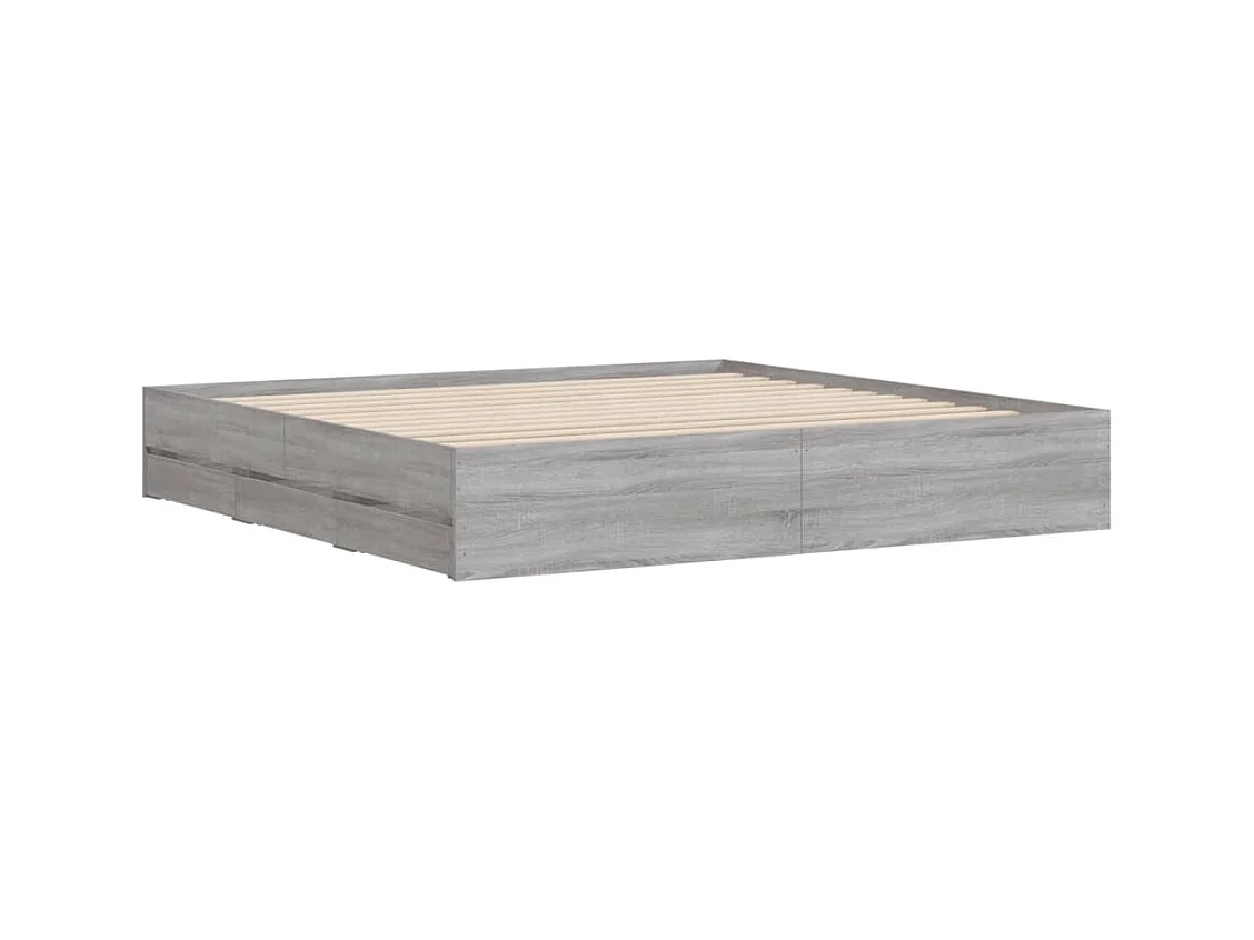 Lit double | Lit adulte | Cadre de lit avec tiroirs sonoma gris 200x200 cm