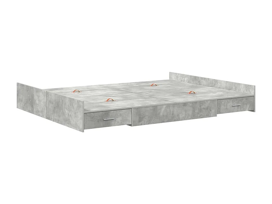 Lit double | Lit adulte | Cadre de lit avec rangement avec tiroir Gris béton 135x190 cm