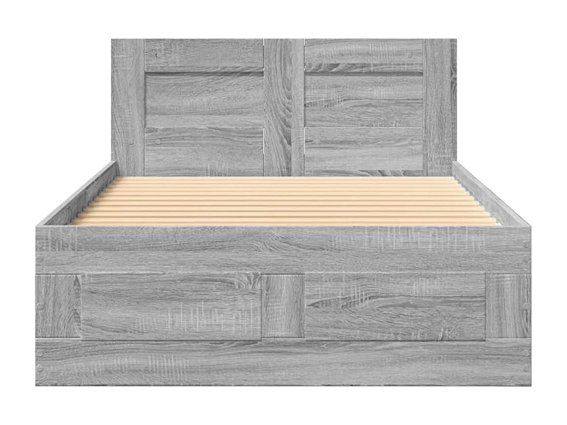 Lit simple | Lit adulte, enfant | Cadre de lit avec tête de lit sonoma gris 75x190cm