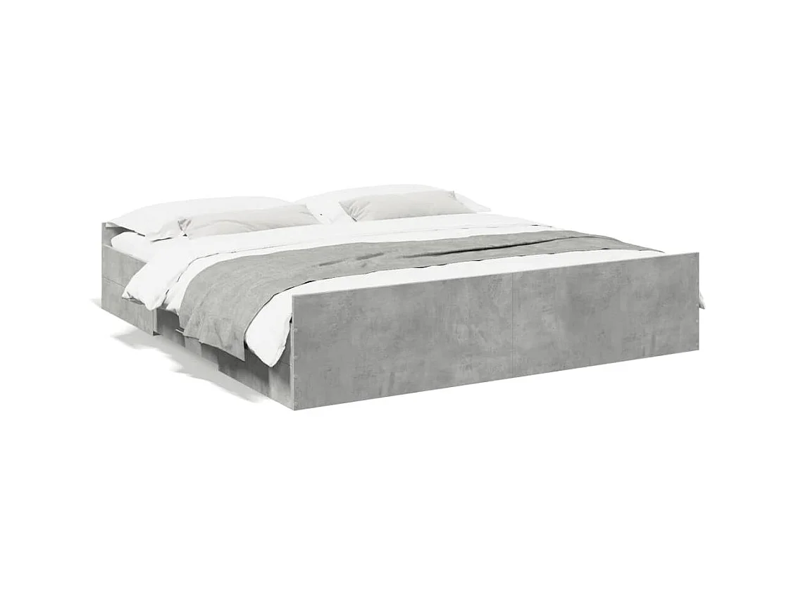Lit double | Lit adulte | Cadre de lit avec tiroirs gris béton 180x200 cm