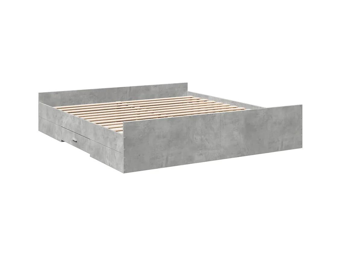 Lit double | Lit adulte | Cadre de lit avec tiroirs gris béton 180x200 cm