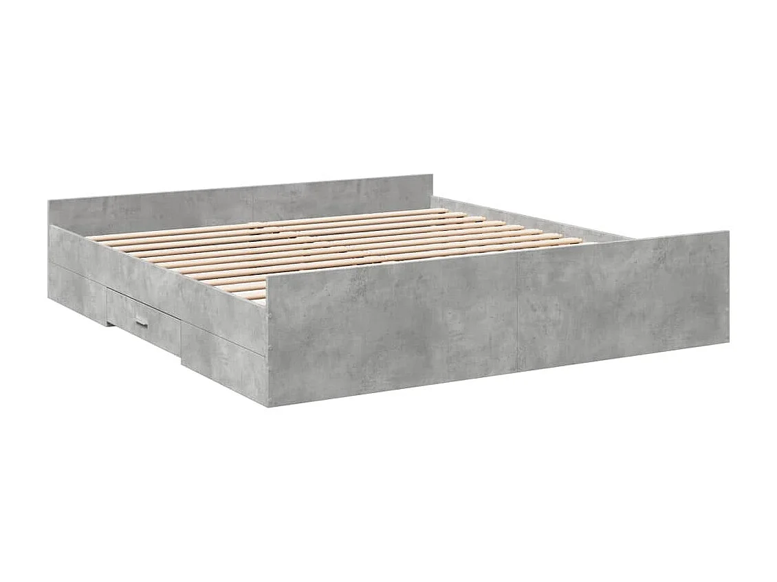 Lit double | Lit adulte | Cadre de lit avec tiroirs gris béton 180x200 cm