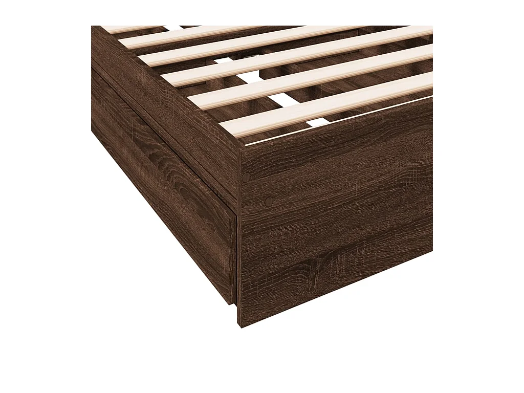 Lit simple | Lit adulte, enfant | Cadre de lit avec tiroirs chêne marron 75x190 cm