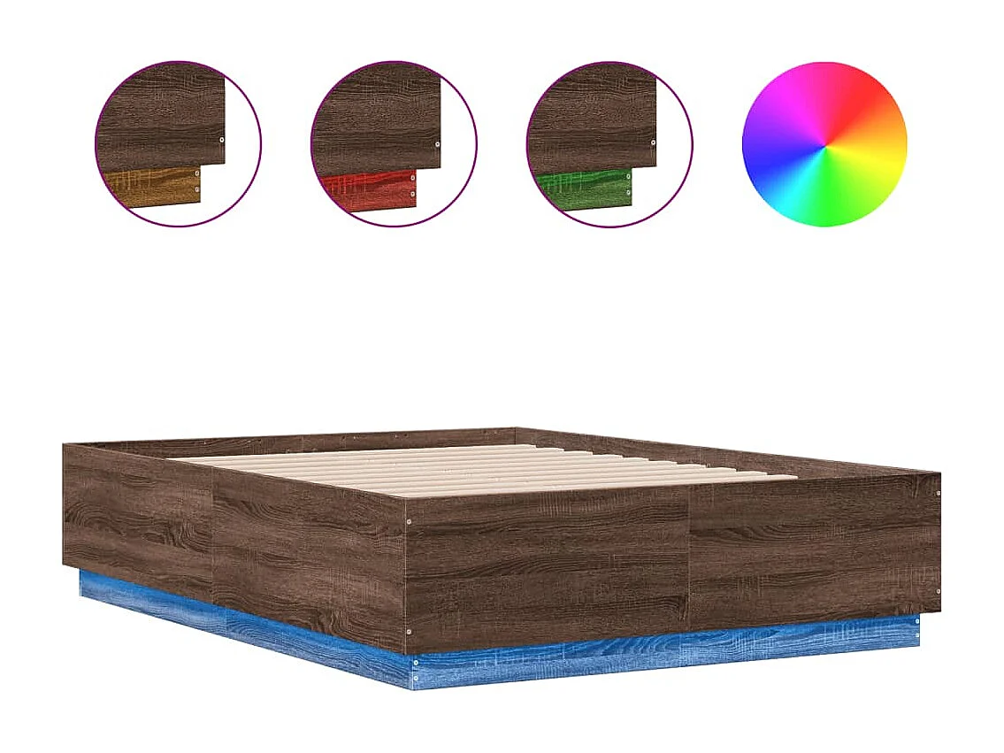 Lit simple | Lit adulte, enfant | Cadre de lit avec LED chêne marron 120x190 cm