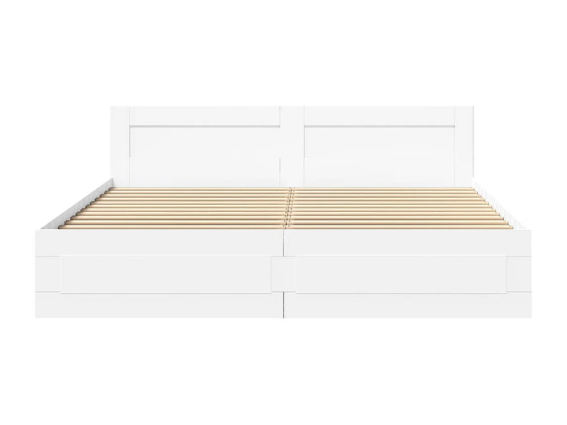 Lit double | Lit adulte | Cadre de lit avec tête de lit blanc 180x200 cm