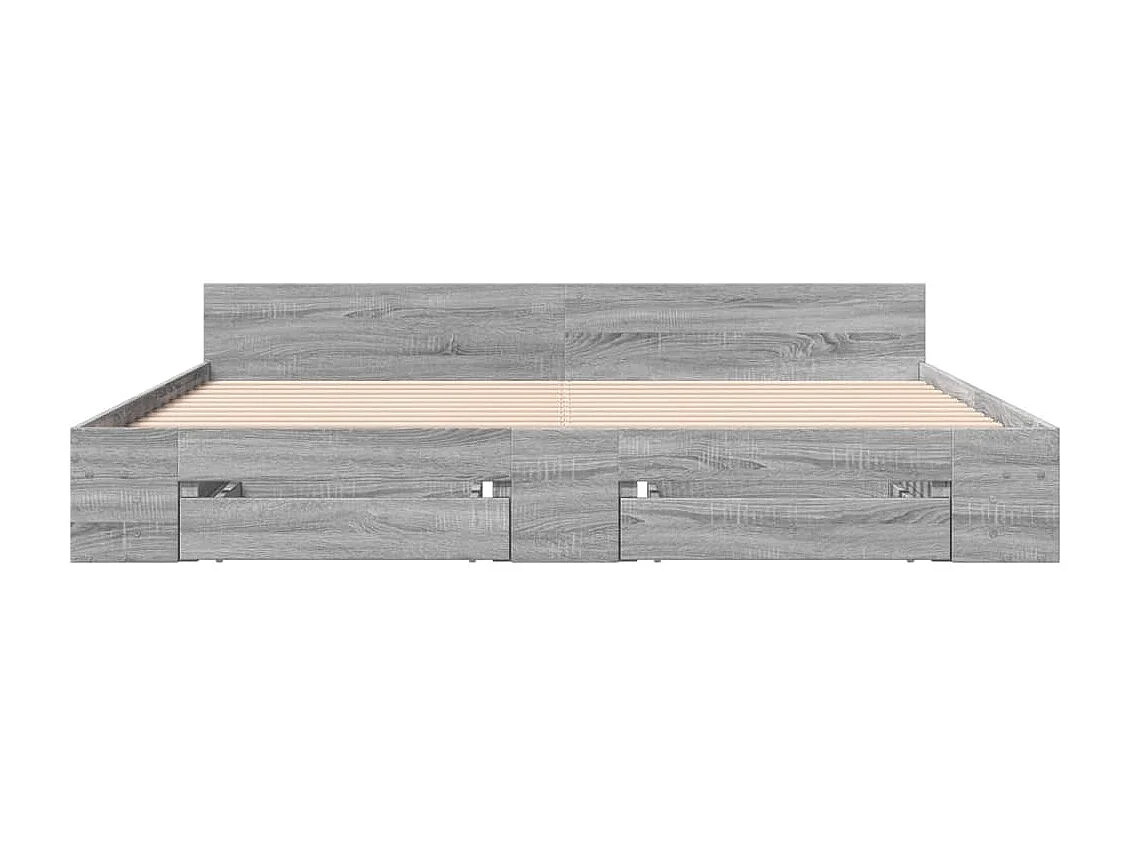 Lit double | Lit adulte | Cadre de lit avec tiroirs sonoma gris 200x200 cm