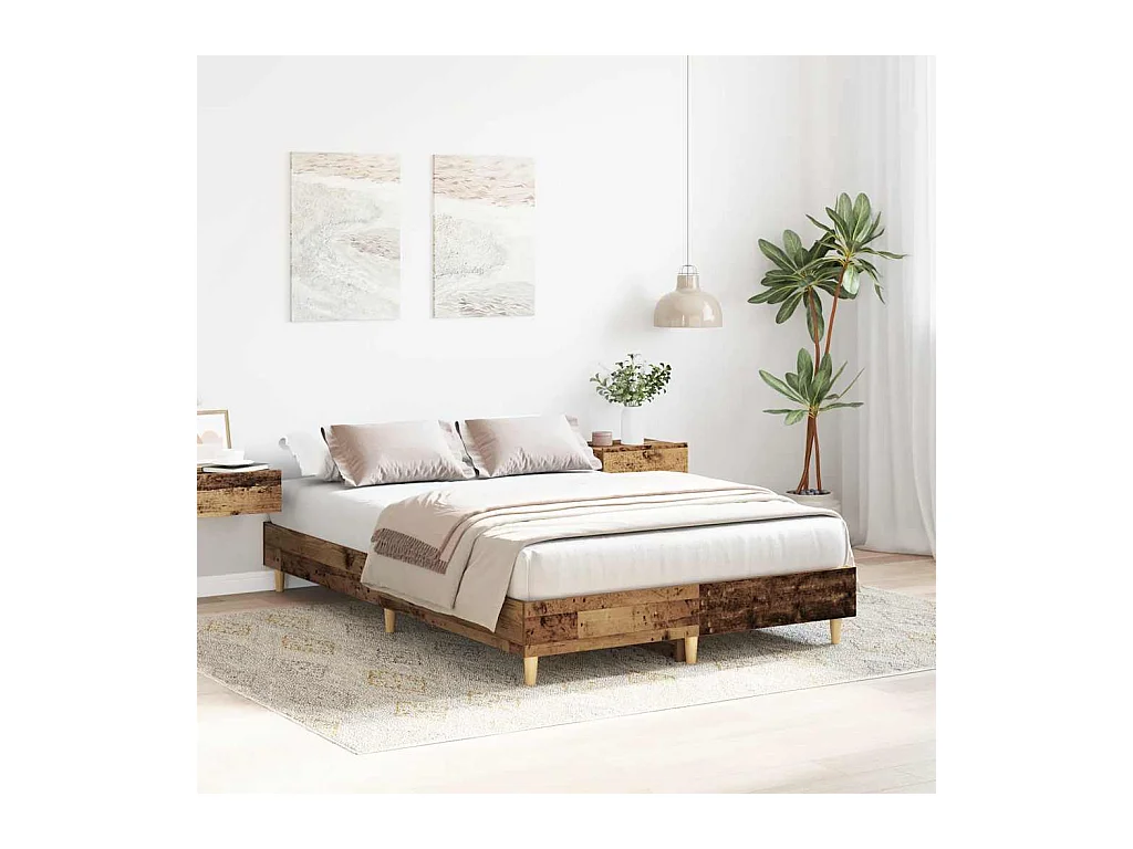 Lit simple | Lit adulte, enfant | Cadre de lit vieux bois 120x190 cm bois ingénierie