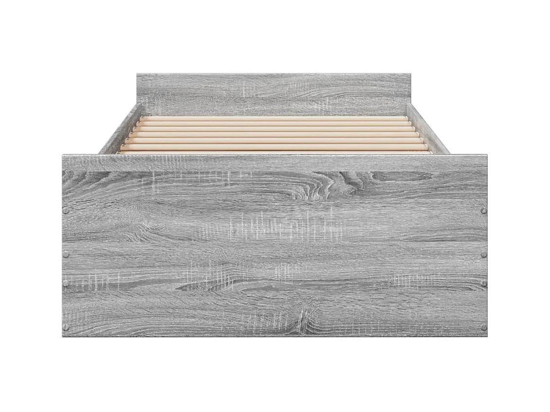 Lit simple | Lit adulte, enfant | Cadre de lit avec tiroirs sonoma gris 90x190 cm