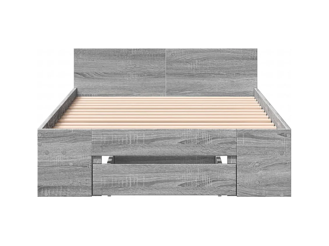 Lit simple | Lit adulte, enfant | Cadre de lit avec tiroir sonoma gris 90x200 cm