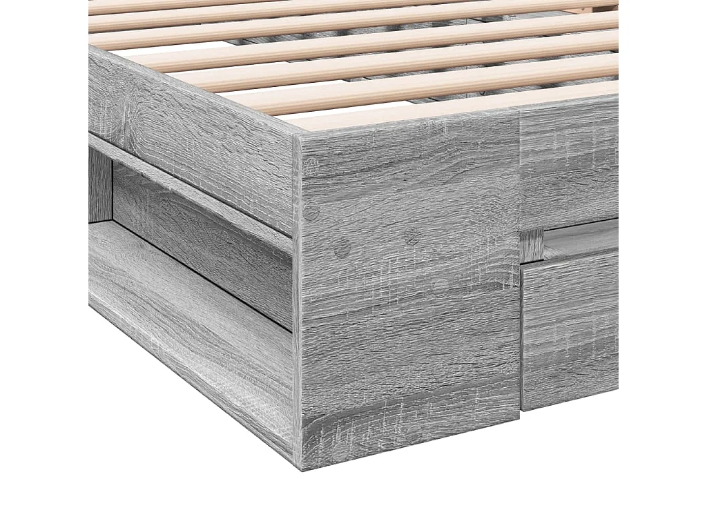 Lit simple | Lit adulte, enfant | Cadre de lit avec tiroir sonoma gris 90x200 cm