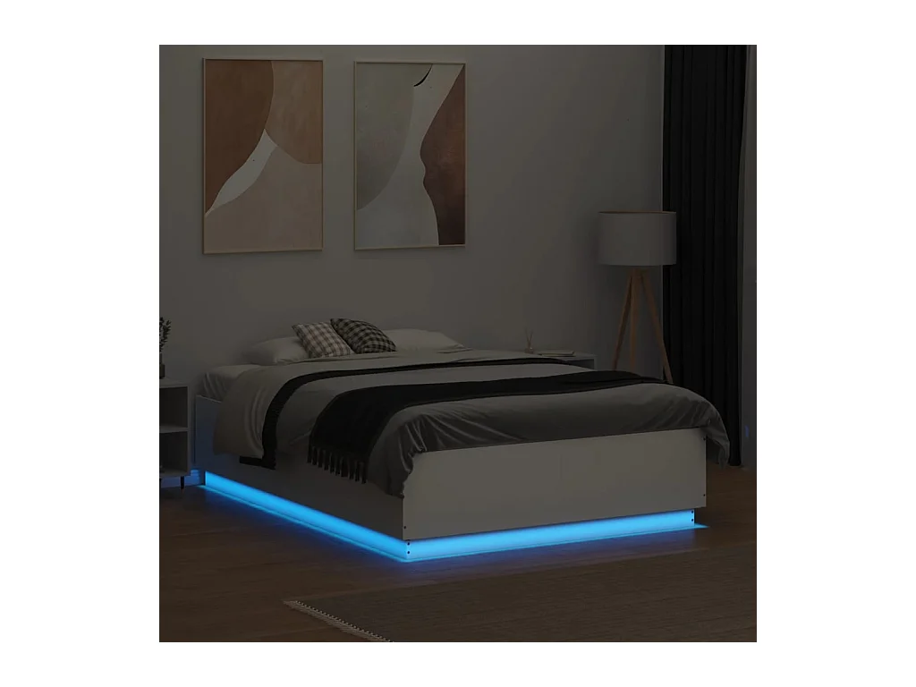 Lit double | Lit adulte | Cadre de lit avec LED blanc 135x190 cm