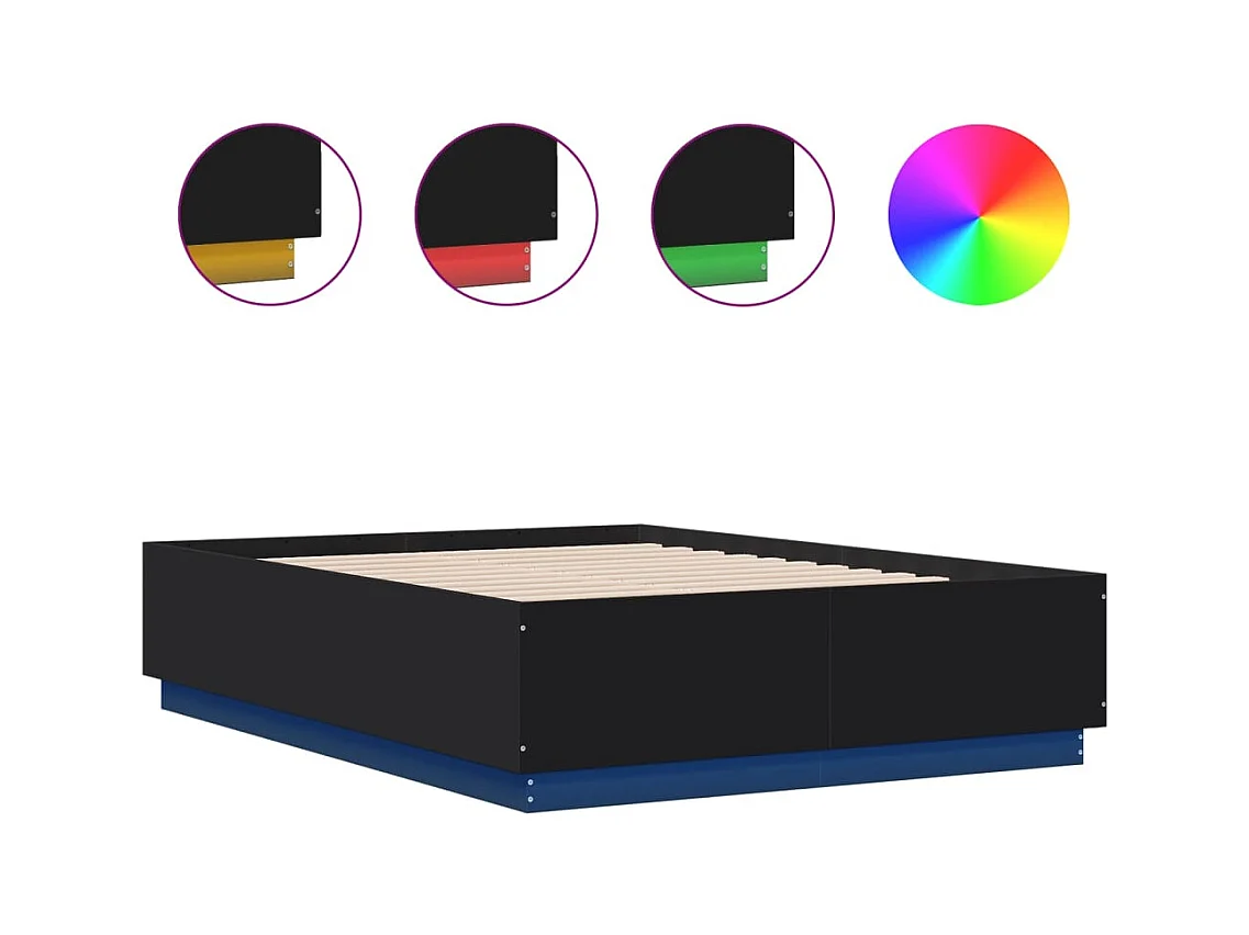 Lit double | Lit adulte | Cadre de lit avec LED noir 135x190 cm