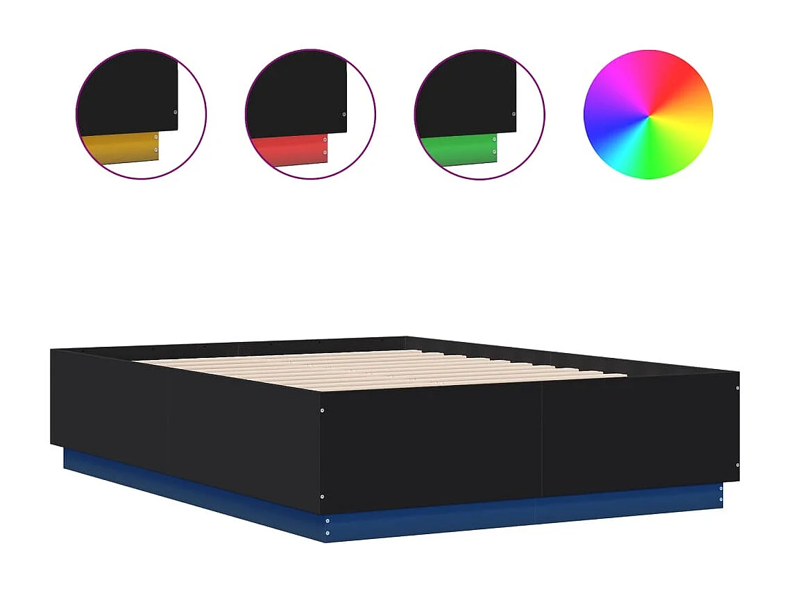 Lit double | Lit adulte | Cadre de lit avec LED noir 135x190 cm